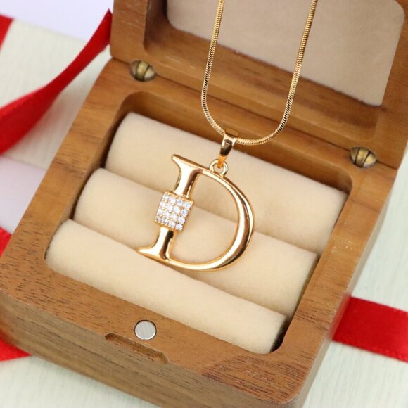 "Rose Gold Plated D Initial Pendant with Sparkling Crystal Detail, XPPT1415 - Picture 8 of 13